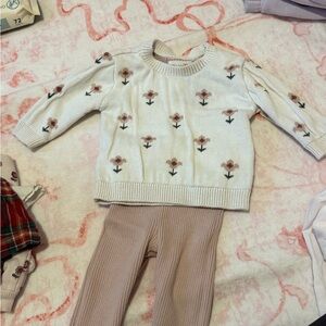 Floral Knit Kids Sweater - Cream